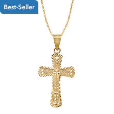 10K Filigree Cross Necklace