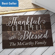 Personalized Door Mat - Thankful Grateful Blessed