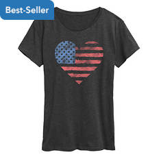 Instant Message Women's Faded Flag Heart Tee