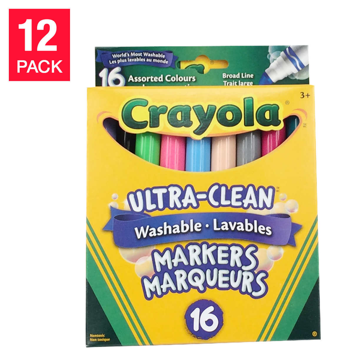 Crayola 16 Count Ultra Clean Washable Broad Line Markers 12 Pack Costco