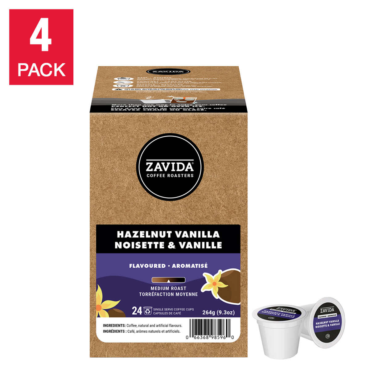 Zavida Single Serve Coffee Hazelnut Vanilla 96 Cups Costco