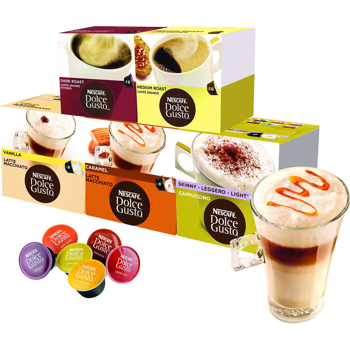 Nescafe Dolce Gusto Coffee Capsules, Caramel Latte Macchiato 48 Single  Serve Pods, (Makes 24 Specialty Cups) 48 Count