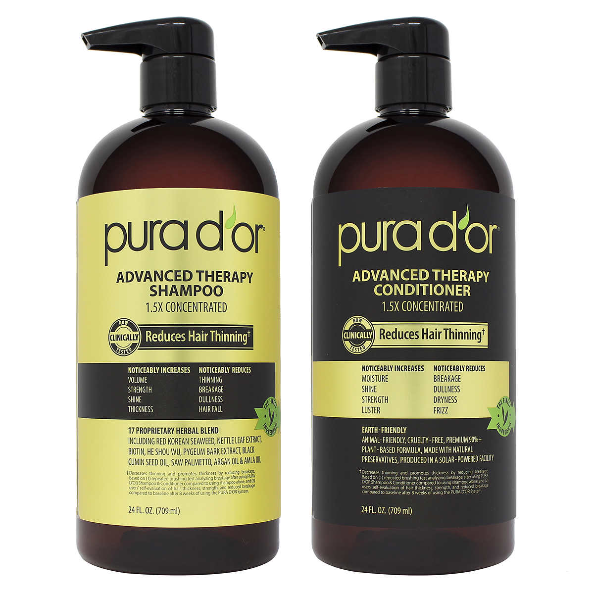 Pura d'or Advanced Therapy Anti-Hair Thinning Shampoo & Conditioner Duo