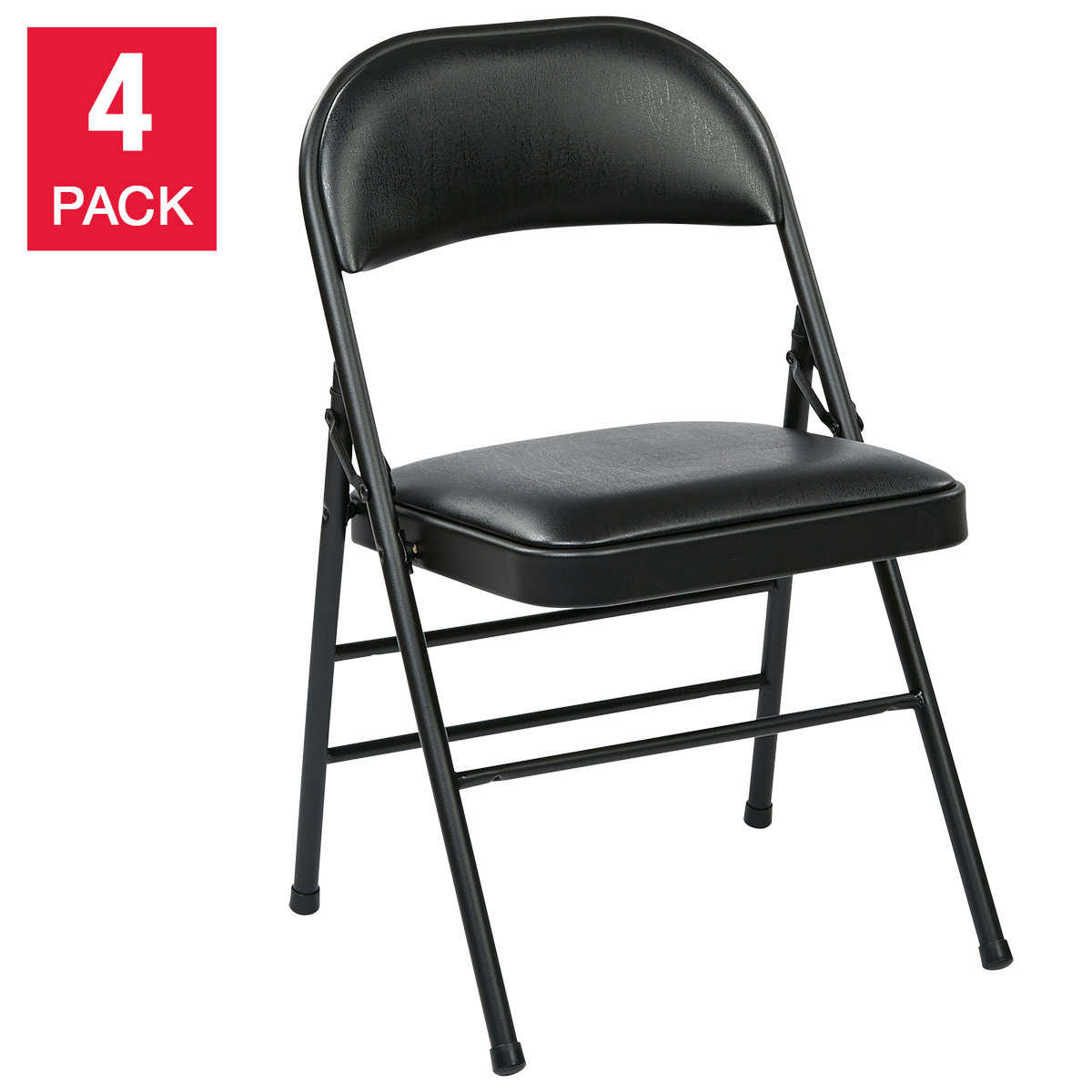 Office Star Black Vinyl Padded Folding Chair