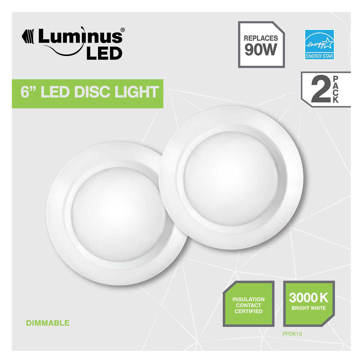 Luminus Led 6 Disc Light 2 Pack Costco