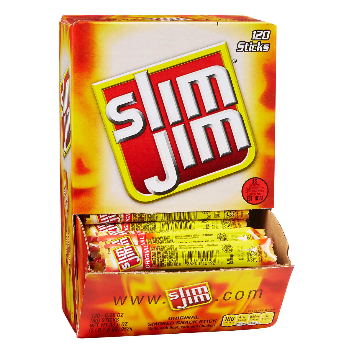 Slim Jim Smoked Snack Stick Original 0 28 Oz 120 Count
