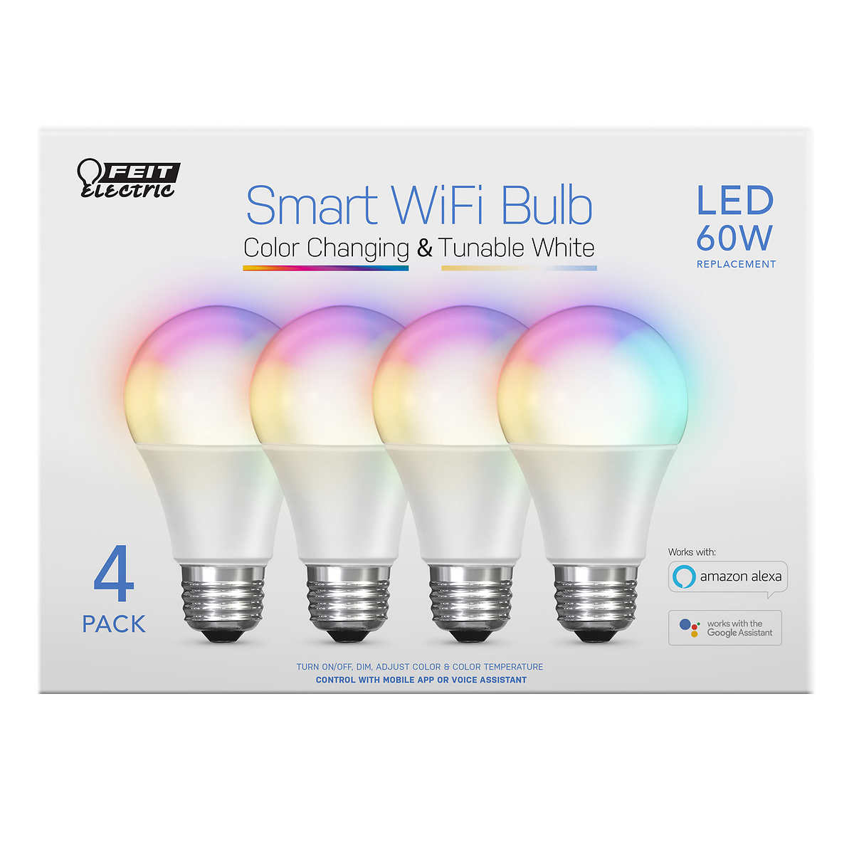 Hoeveelheid geld Op te slaan iets Feit Electric Wi-Fi Smart Bulbs, 4-pack | Costco