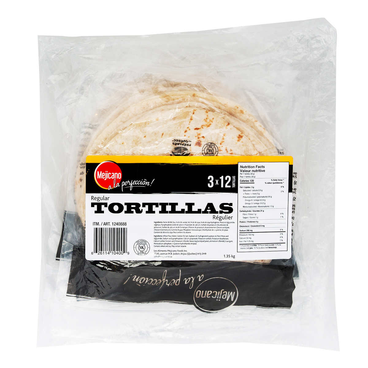 Mejicano 7-in Regular Tortillas, 3 packs of 12 | Costco