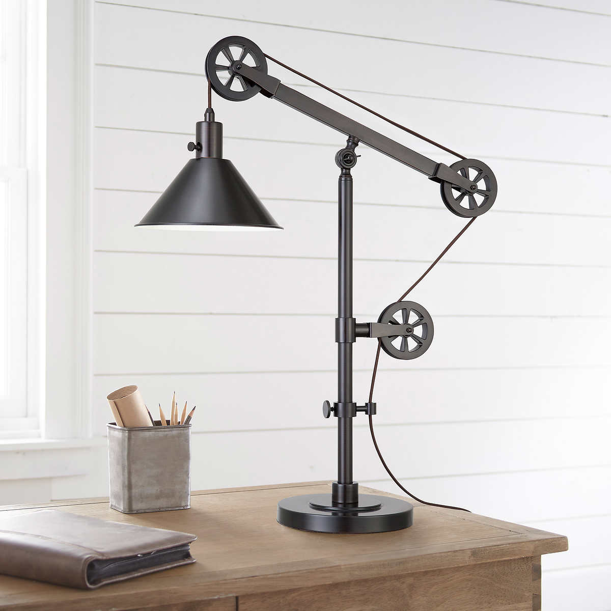 Industrial Pulley Table Lamp