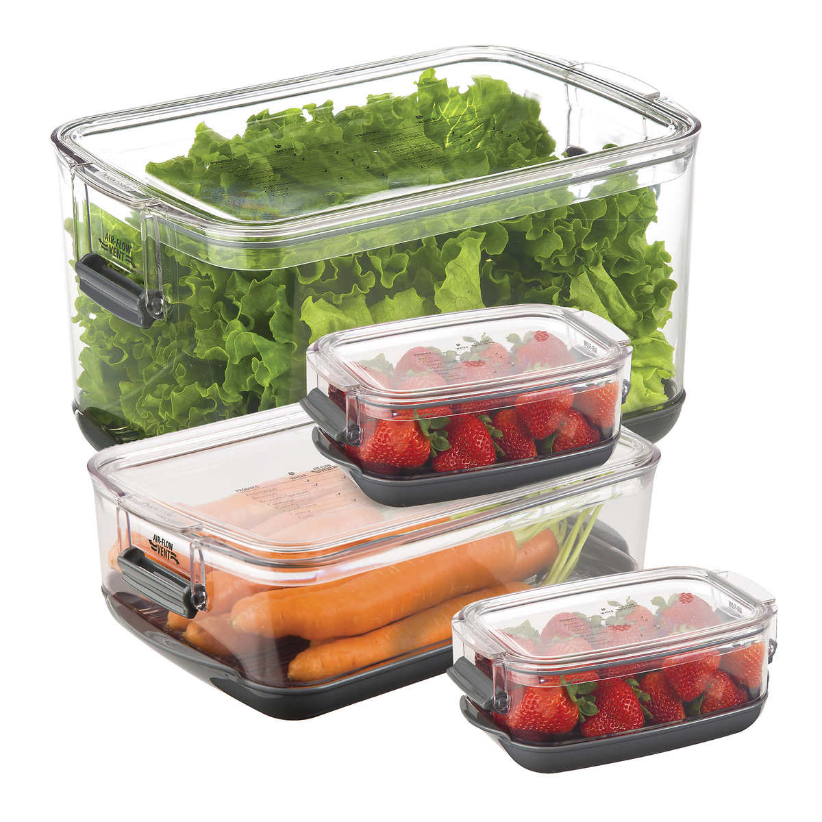 2 Pack Refrigerator Food Storage Containers , Produce Saver Stackable  Container with Lids , Freezer Bins Stay Fresh Lettuce Salad Container for  Fridge