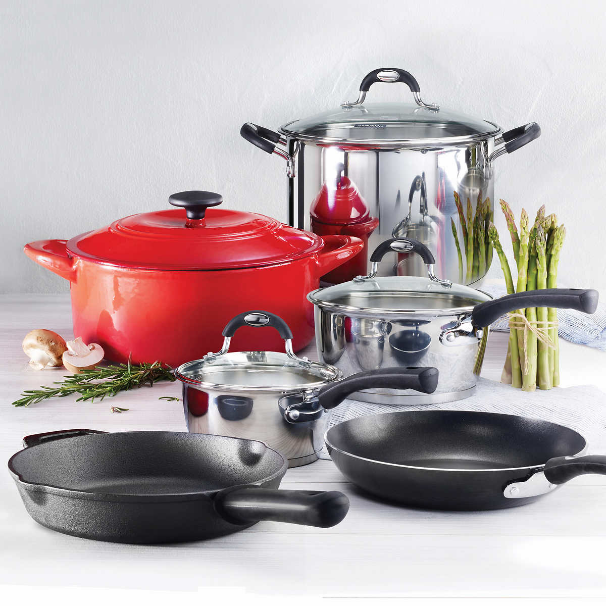 Tramontina 3-Piece Kitchen Essentials Cast Iron Cookware Set (Red)