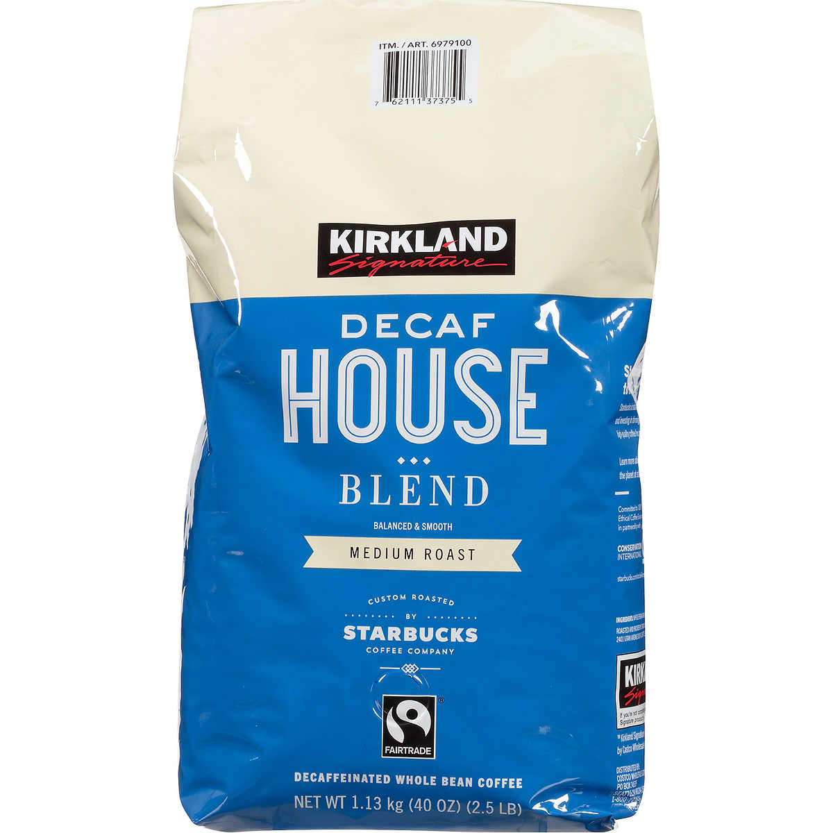 Kirkland Signature Decaf House Blend Whole Bean Coffee Medium 2 5 Lbs