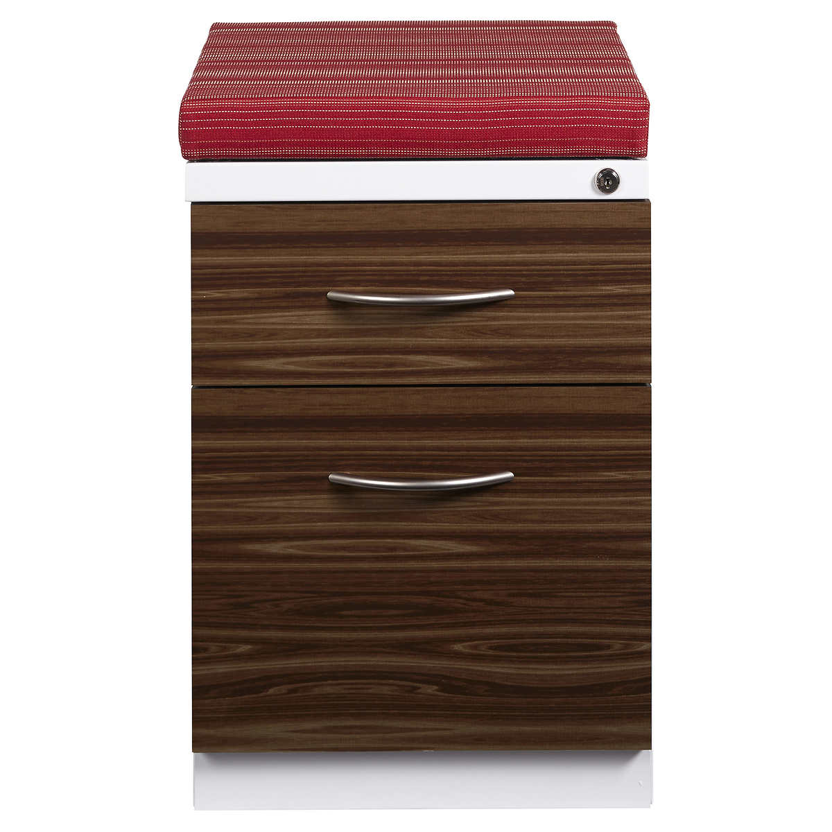 Hirsh Industries Mobile 2 Drawer File Cabinet Pedestal With Wood Front Red Seat Cushion