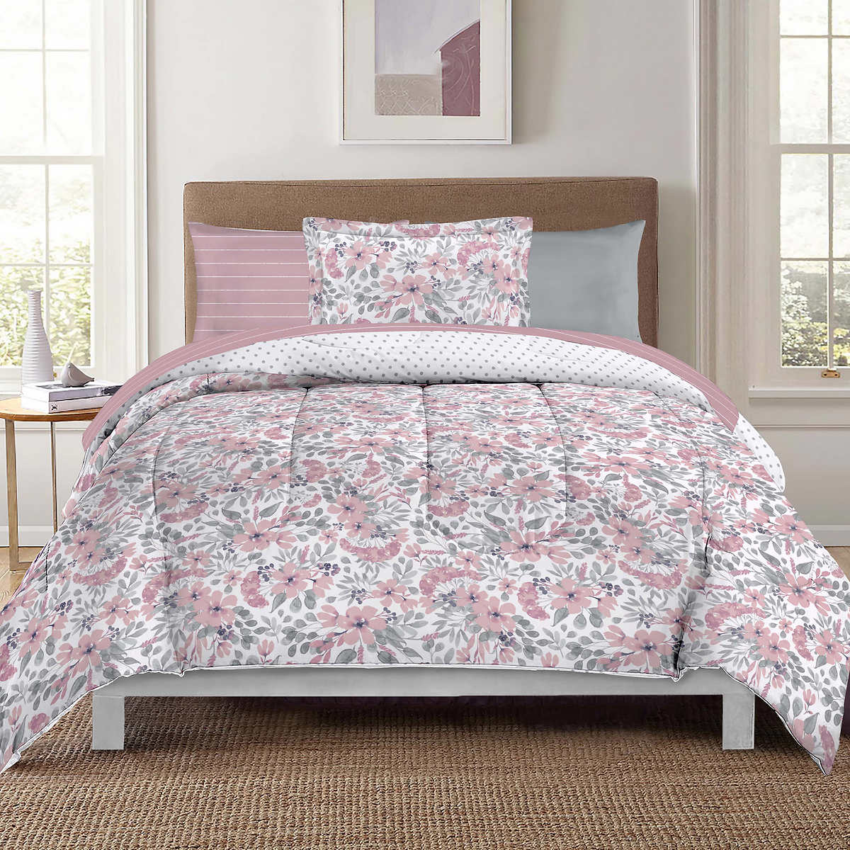 Berkshire Life Twin XL 8-piece Comforter Set, Pink Floral