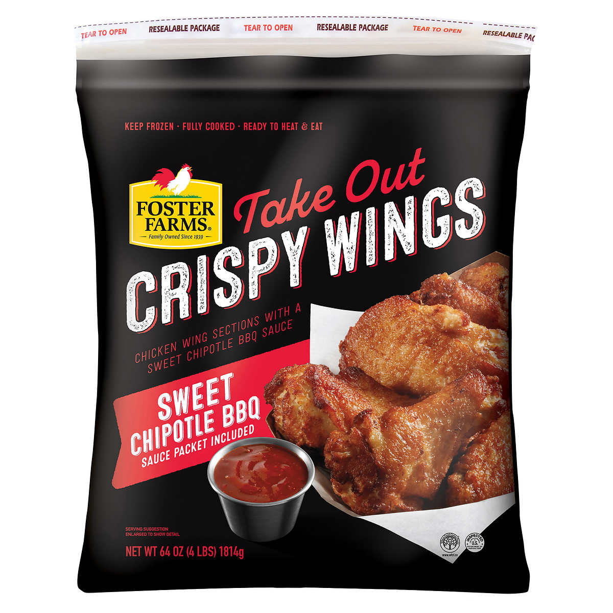 Foster Farms Out Crispy Chicken Wings, Sweet Chipotle BBQ, 4 lbs |