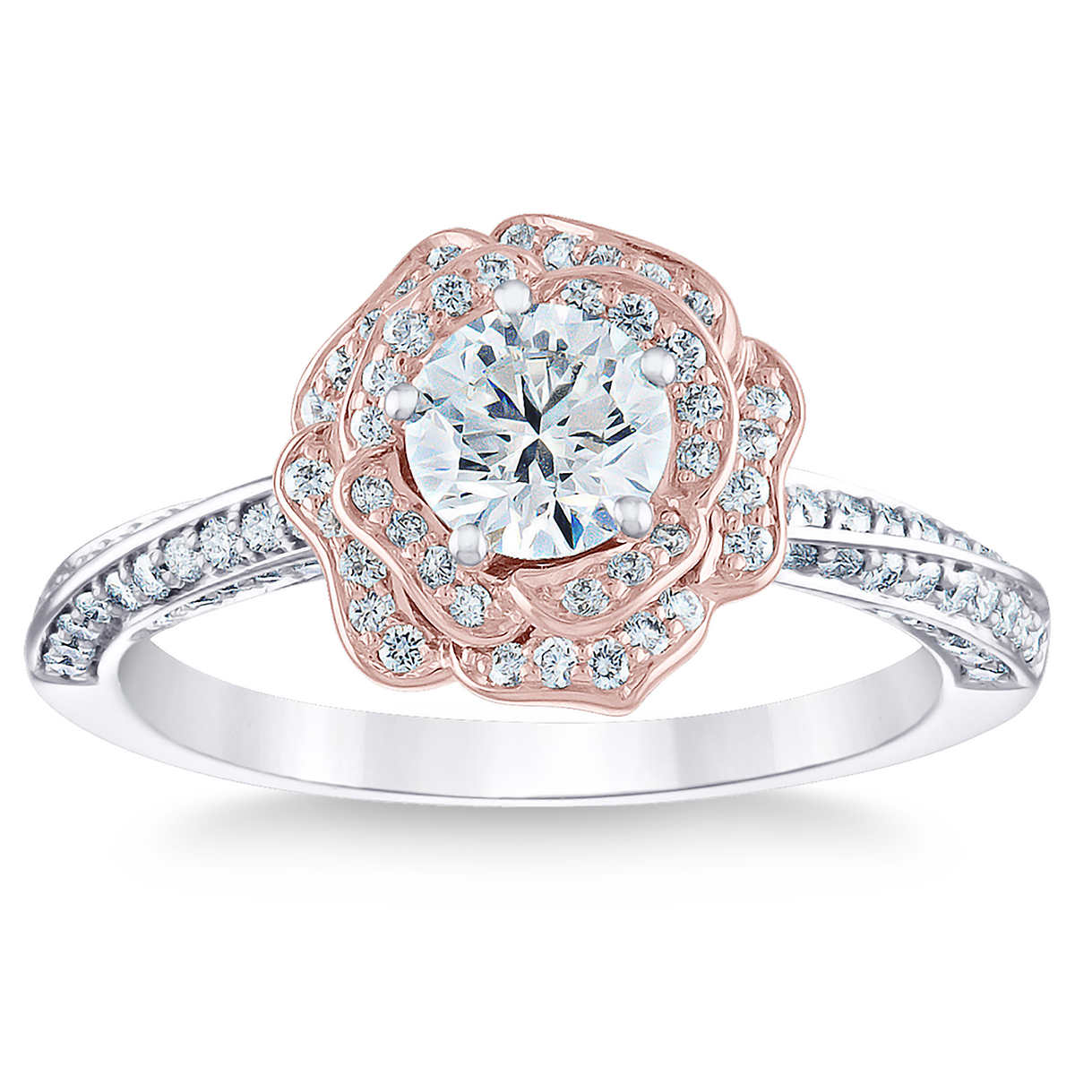 Colour Blossom Mini Sun Ring, Pink Gold And Diamonds - Categories