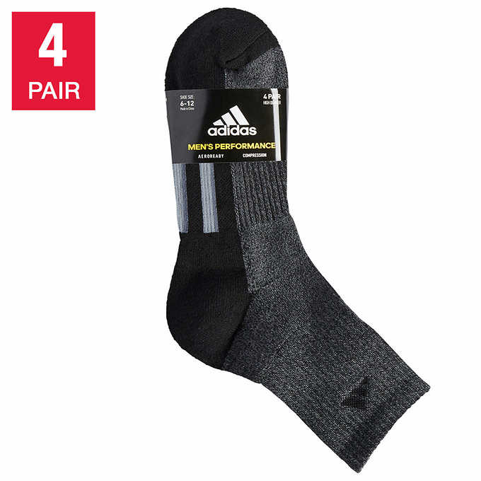 adidas High Quarter Sock, 4-pack | Costco