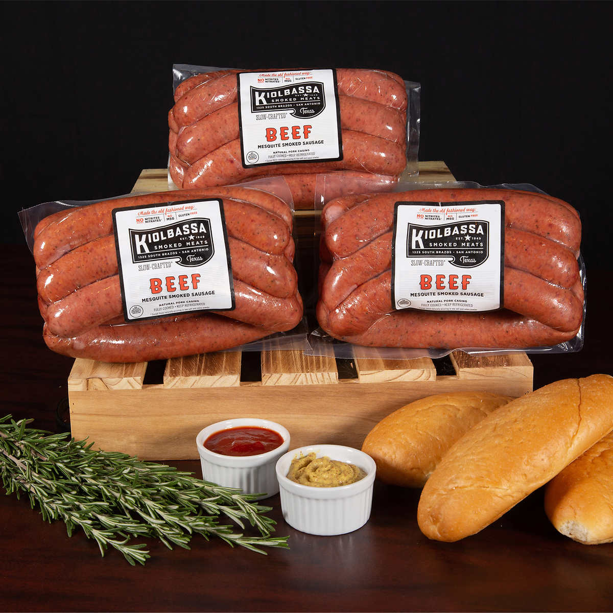 Kiolbassa Smoked Meats Mesquite Beef 48 Oz 3 Pack