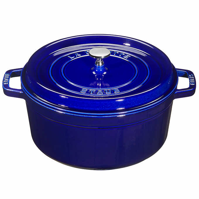 Food Network Enameled Cast Iron Round Stock Pot Dutch Oven Cobalt Blue With  Lid