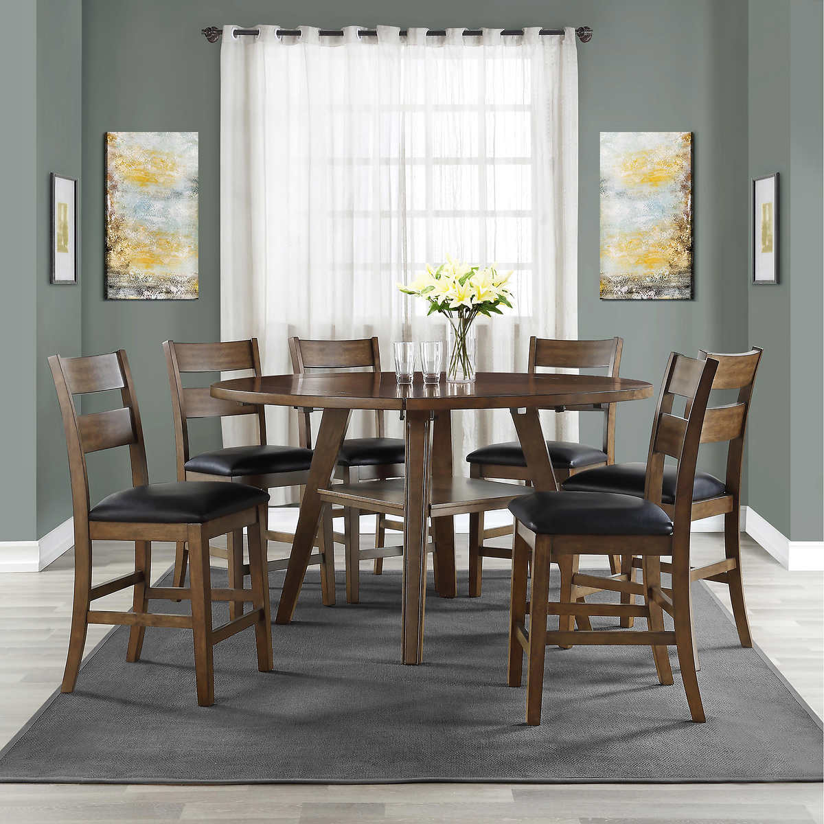 Square To Round 7 Piece Counter Height Dining Set