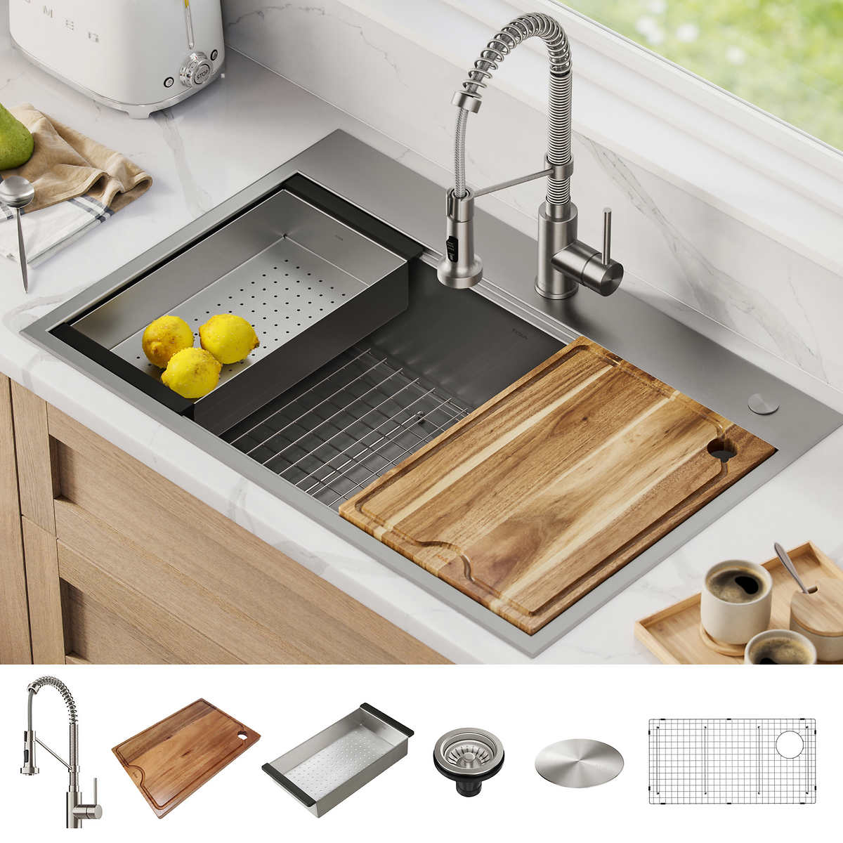 Engaging over the sink cutting board bed bath and beyond Kraus 33 All In One Workstation Sink And Faucet Combo Costco