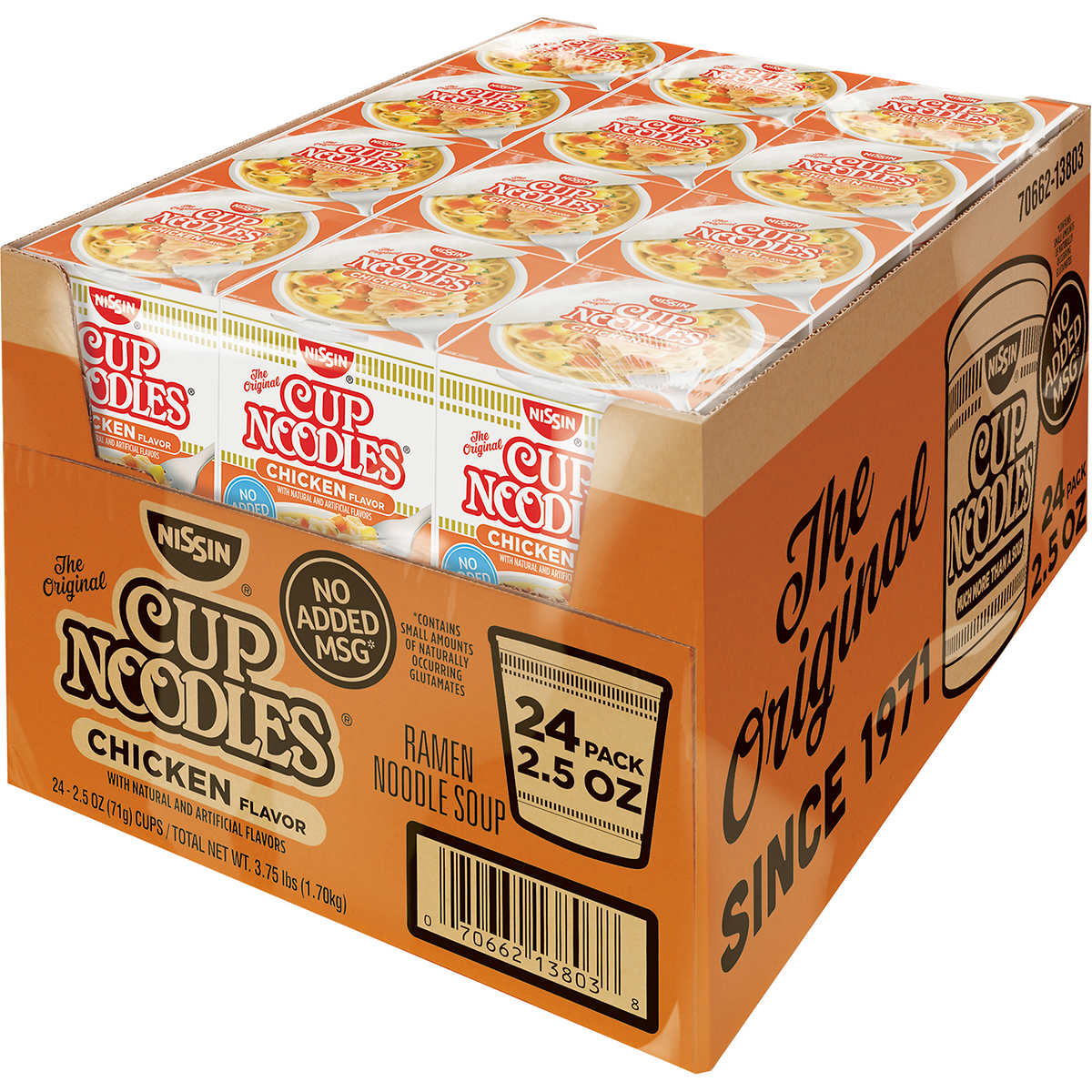 Nissin Cup Noodles Flavored Soup, Chicken, 2.5 oz, 24 ct