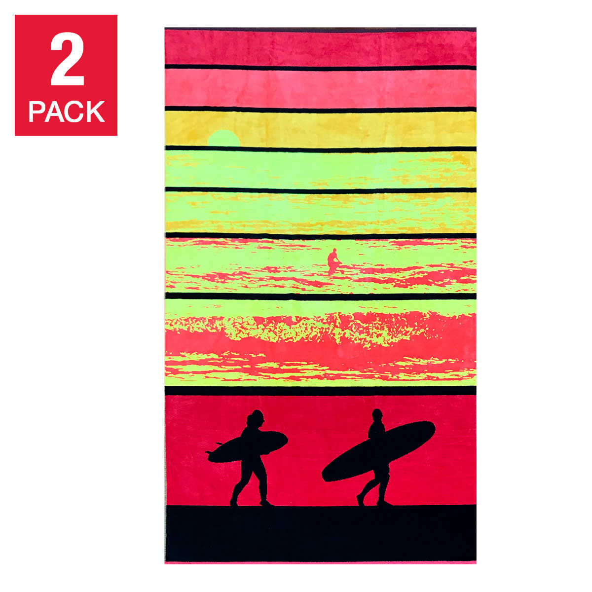 Loft by Loftex Youth Resort Towel 2 Pack Keep Calm Surf ON! Surfboard Beach