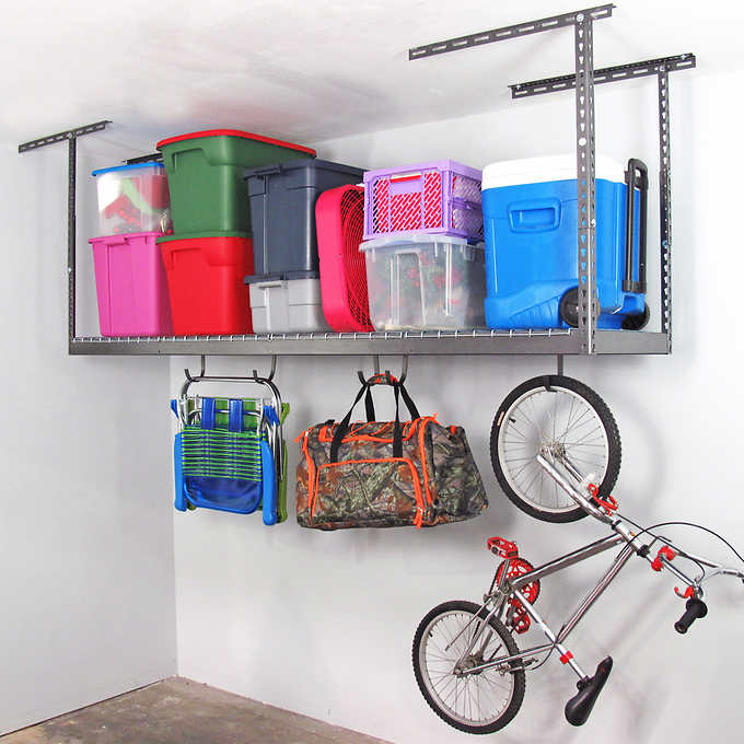 SafeRacks 2 ft x 8 ft Overhead Garage Storage Rack and Accessories