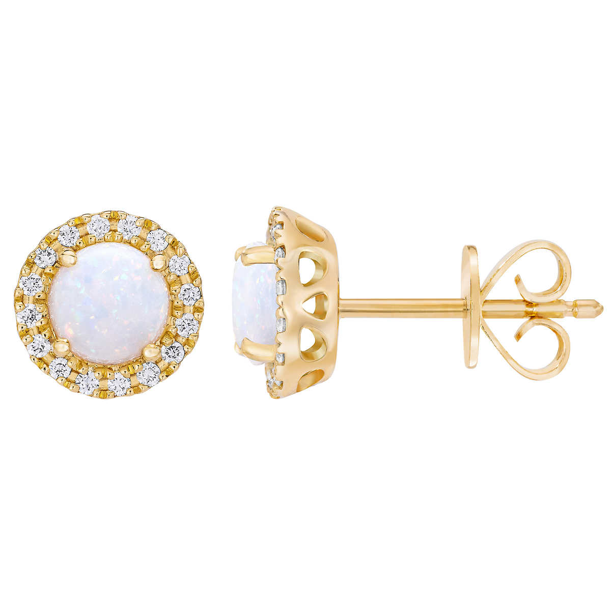 Australian Opal and Diamond 14kt Yellow Gold Earrings Costco