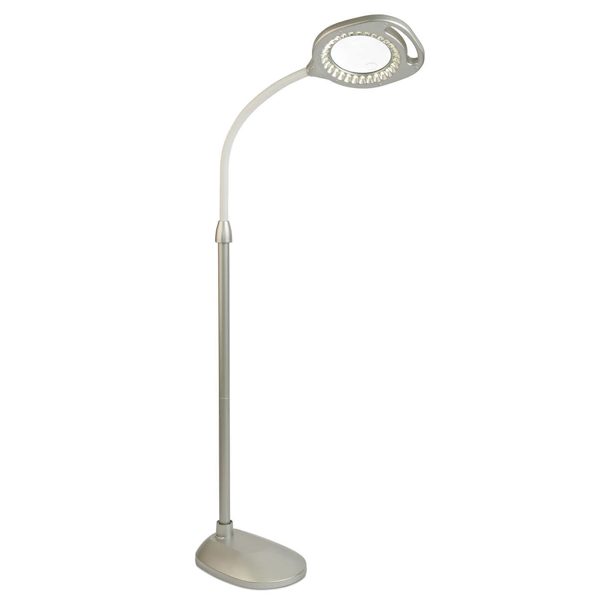 OttLite 48 in. White Dimmable LED Floor Lamp with Magnifier