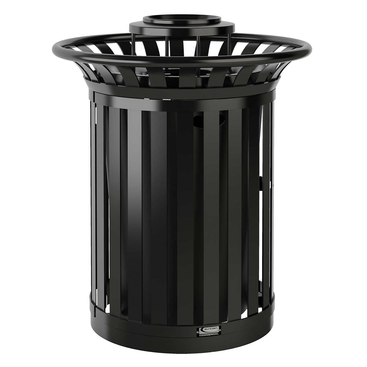 Suncast Commercial 35 Gallon Side Access Metal Slat Trash Can