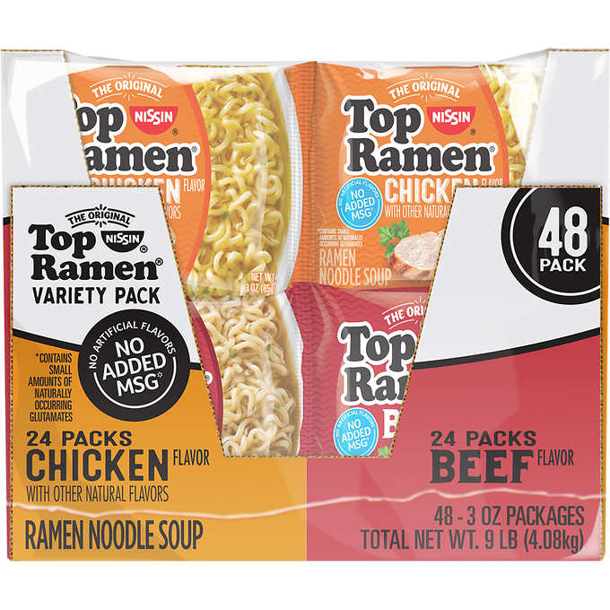 Nissin Top Ramen, Variety Pack, 3 oz, 48 ct