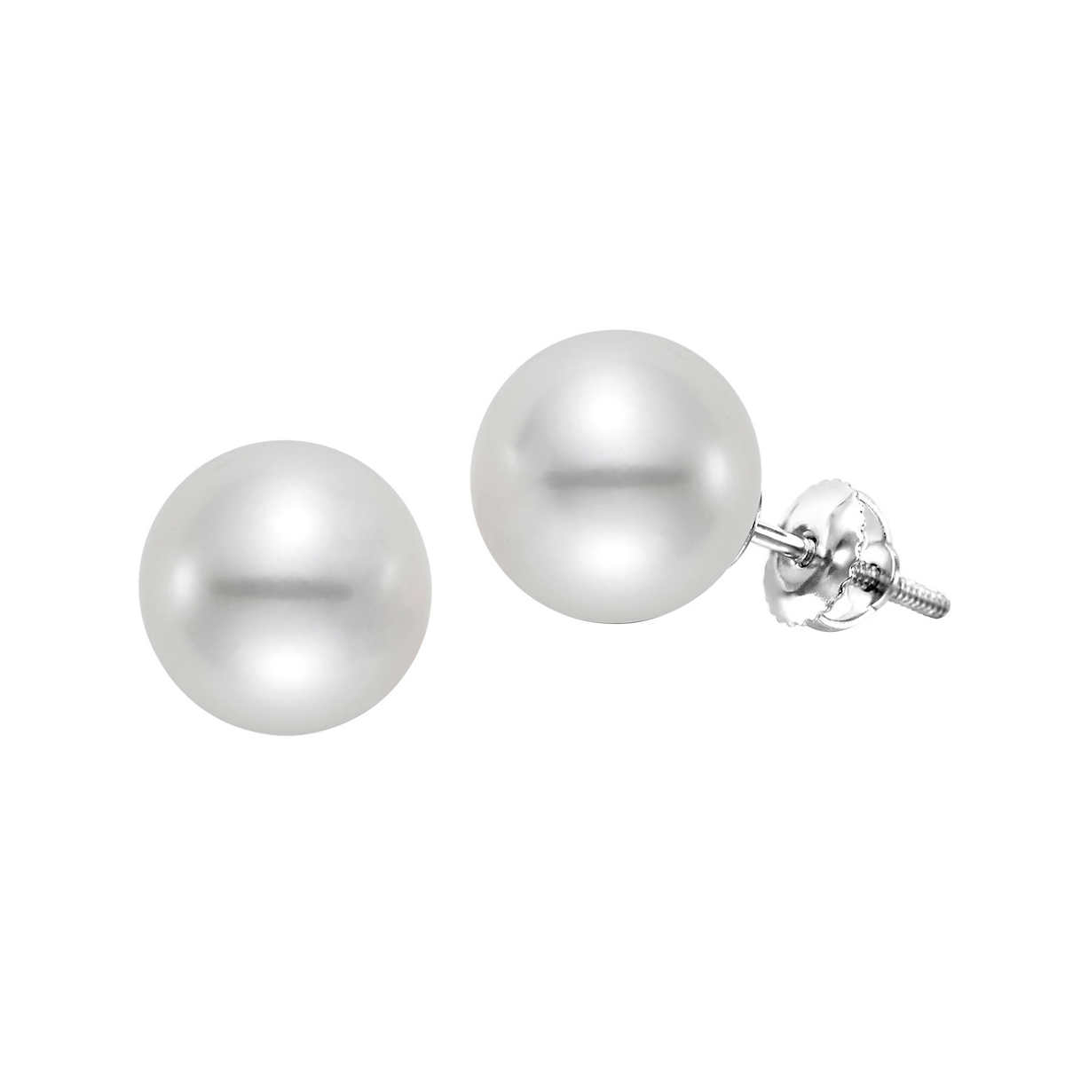 Freshwater Cultured 10-11 mm Pearl 14kt White Gold Earrings | Costco