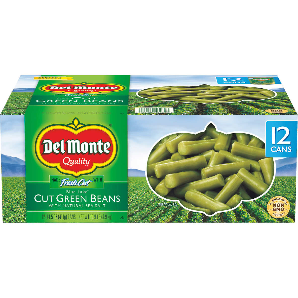 Del Monte, Canned Cut Green Beans, 14.5 oz, 12-Count