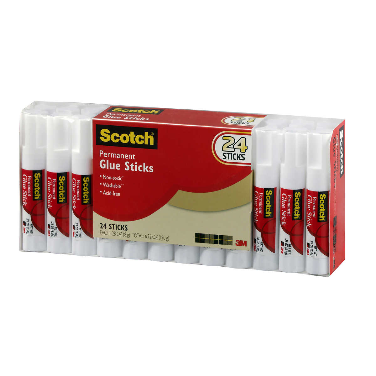 Scotch Permanent Glue Sticks (6008-24C) 24 PACK
