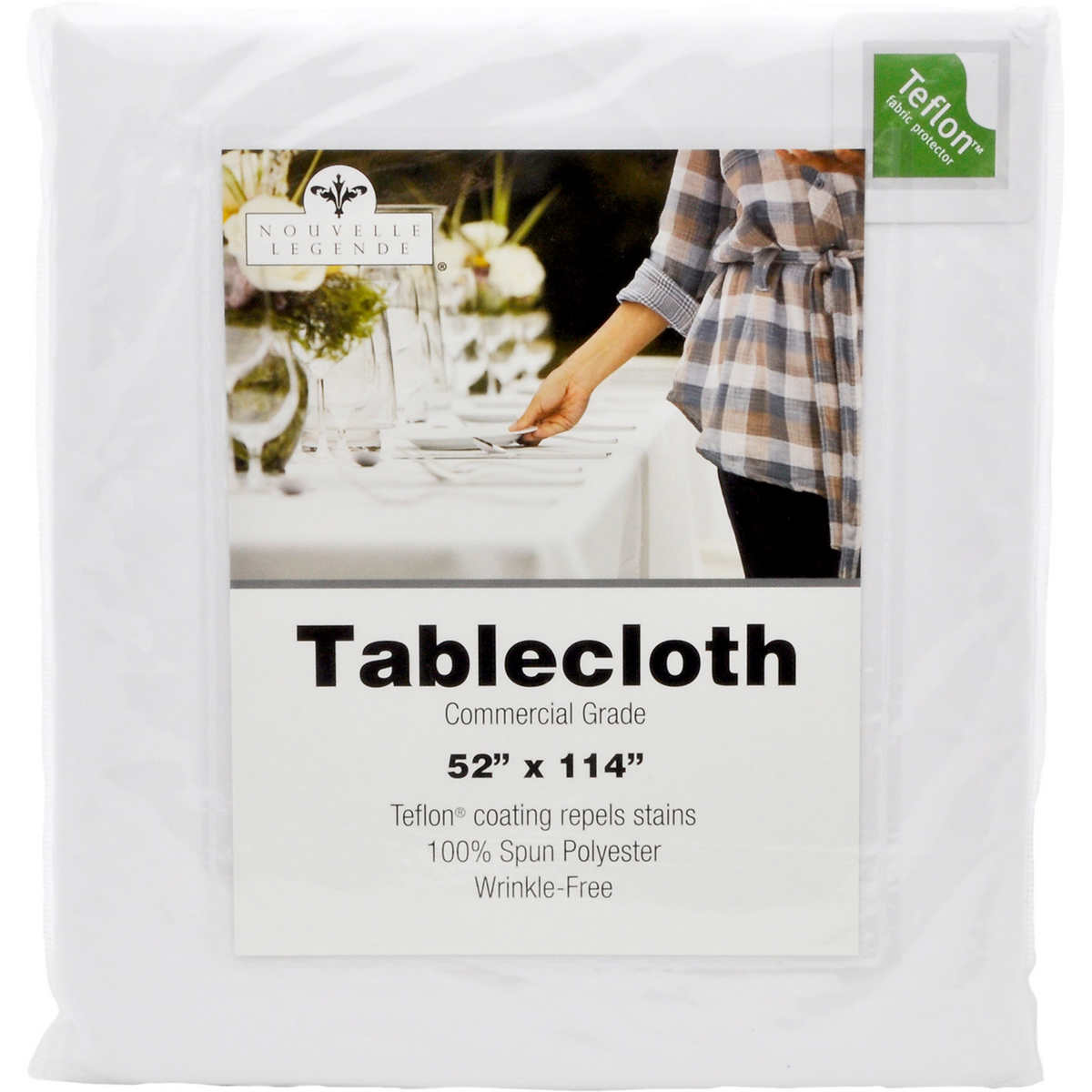 Nouvelle Legende Rectangular Tablecloth, 52 x 114 - White