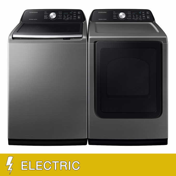 Samsung 4 5 Cu Ft Top Load Washer With Active Waterjet And 7 4 Cu Ft Electric Dryer Costco