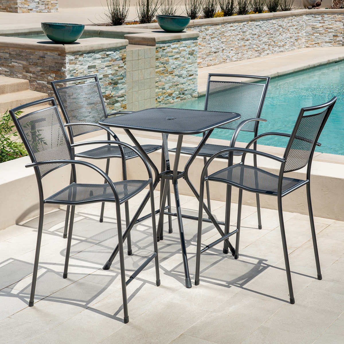 Sunvilla 5 Piece Mesh Bar Height Dining Set