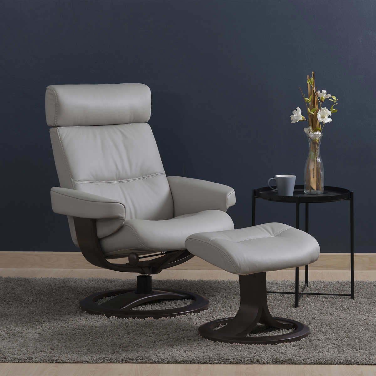 Basics Swivel Foam Lounge Chair - with Headrest Adjustable Denim 26