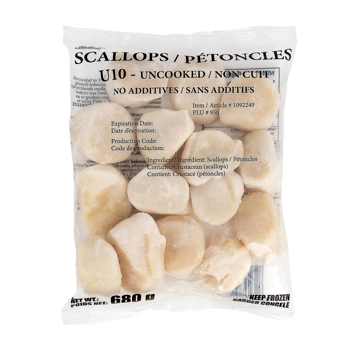 Tri Union Frozen Giant Scallops U10 680 G Costco