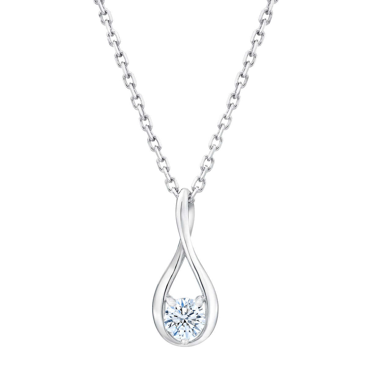 Diamond Solitaire Pendant - Classico - 2/3 Carat 0.60ct Round Cut in 14K  White Gold - Brillianteers