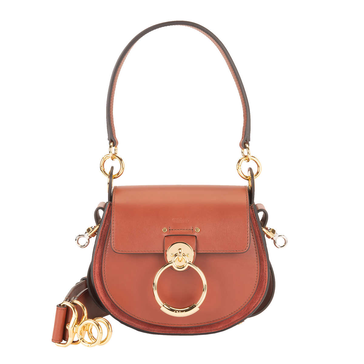 Chloe Muted Brown Leather Mini Tess Crossbody Bag - Yoogi's Closet