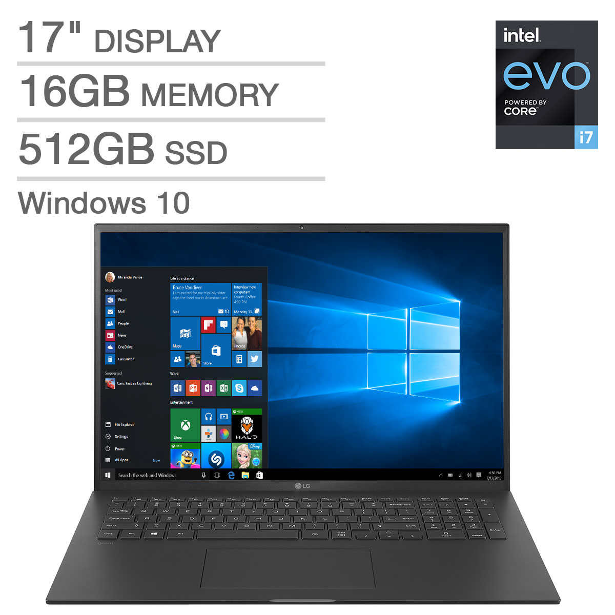 Lg Gram 17 Intel Evo Platform Laptop 11th Gen Intel I7 1165g7 2560 X 1600 Display Costco