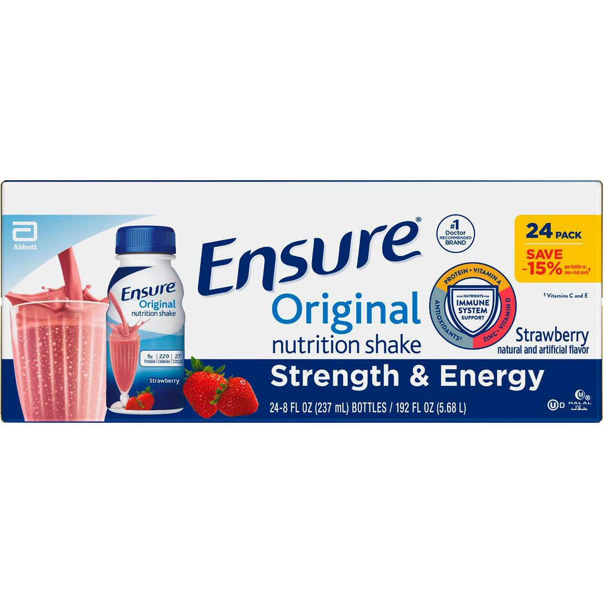 Ensure Nutrition Shake Strawberry 8 Fl Oz 24 Ct Costco