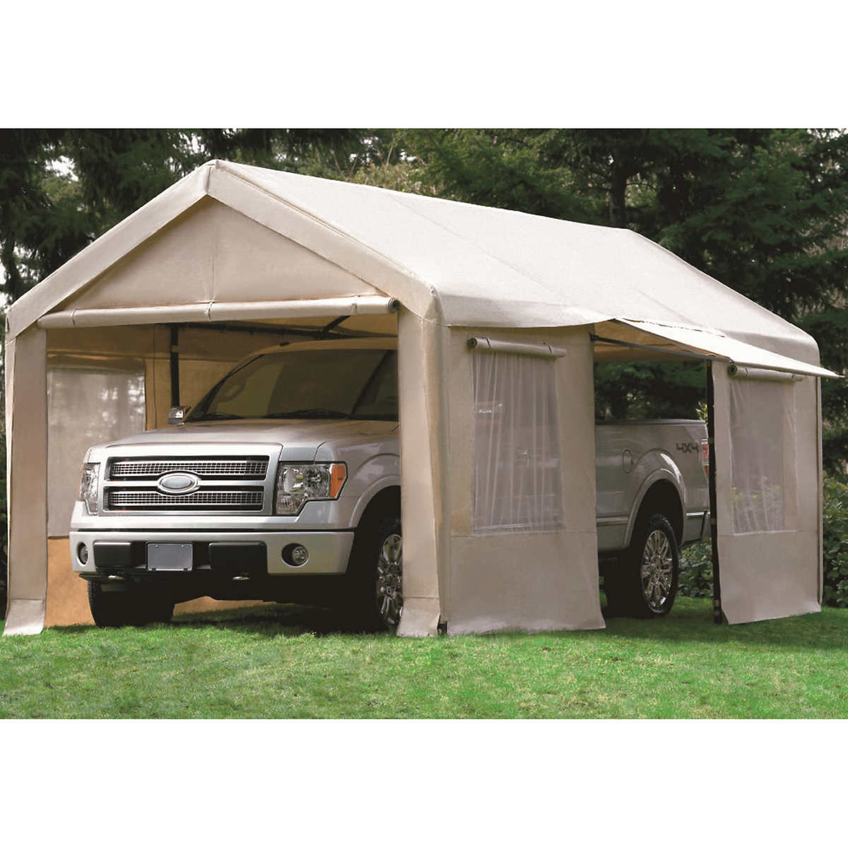Outdoor Awning Canopy Gazebo 10 x10 Ft. Pergola Sunshade Tent Steel Wall &  Floor