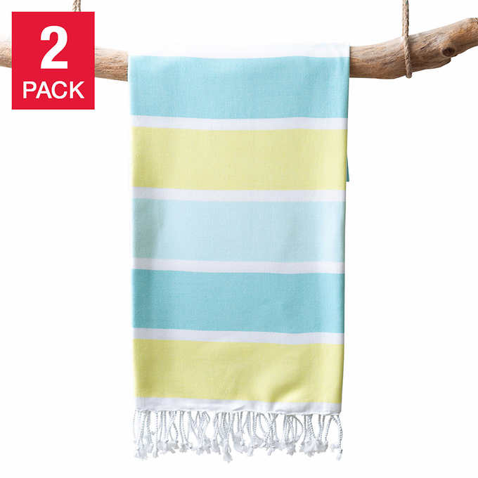 Willow Beach Towel  colourful cotton towel with a checked design
