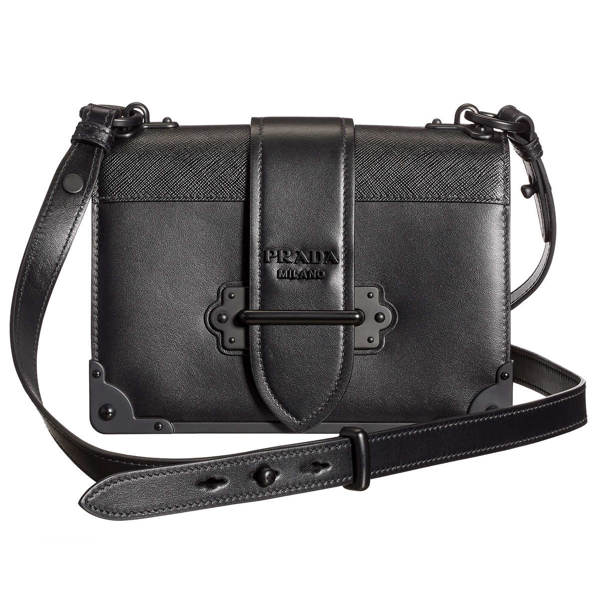 Prada Black Leather Cahier Flap Shoulder Bag Prada
