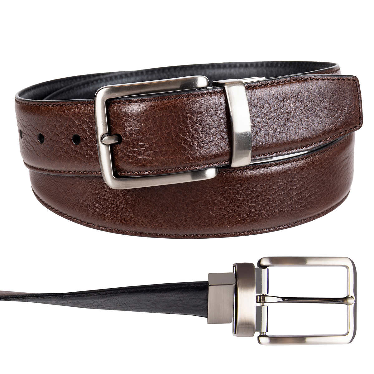 LV PU Leather Formal and Casual Waist Belt For Men - Brown