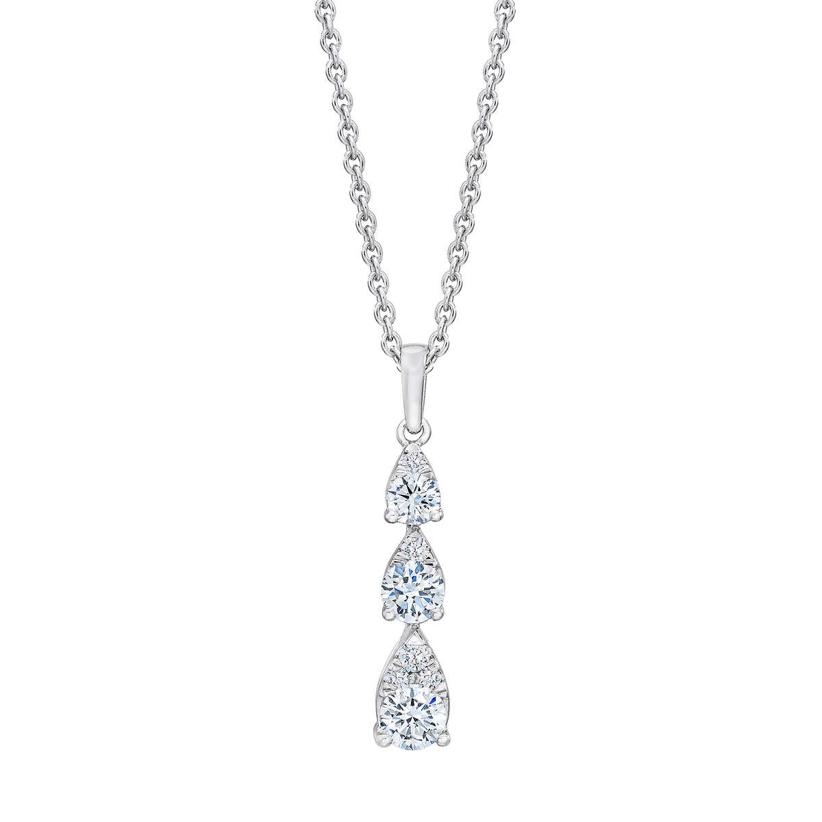 0.20 Ct Brilliant Synthetic Diamond 18K White Gold Necklace
