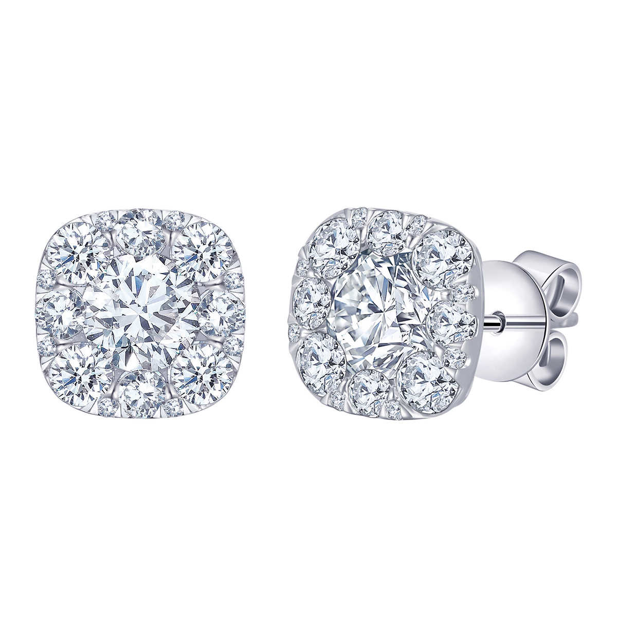 1.10 Carat Colorless Diamond Stud Earrings In 14 Karat White Gold (E-F, I2  Clarity Enhanced)